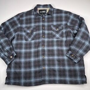 Canyon Guide Outfitters Shacket Sherpa Flannel Shirt Plaid Blue Black Winter 2X